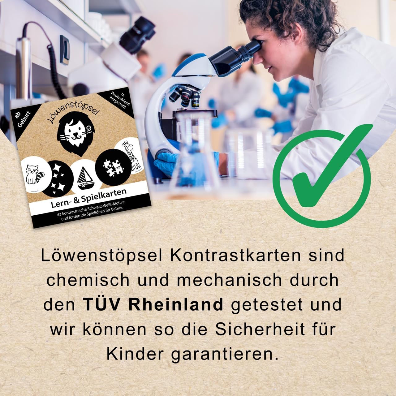 Sichere Kontrastkarten für Neugeborene aus Deutschland vom TüV Rheinland geprüft.