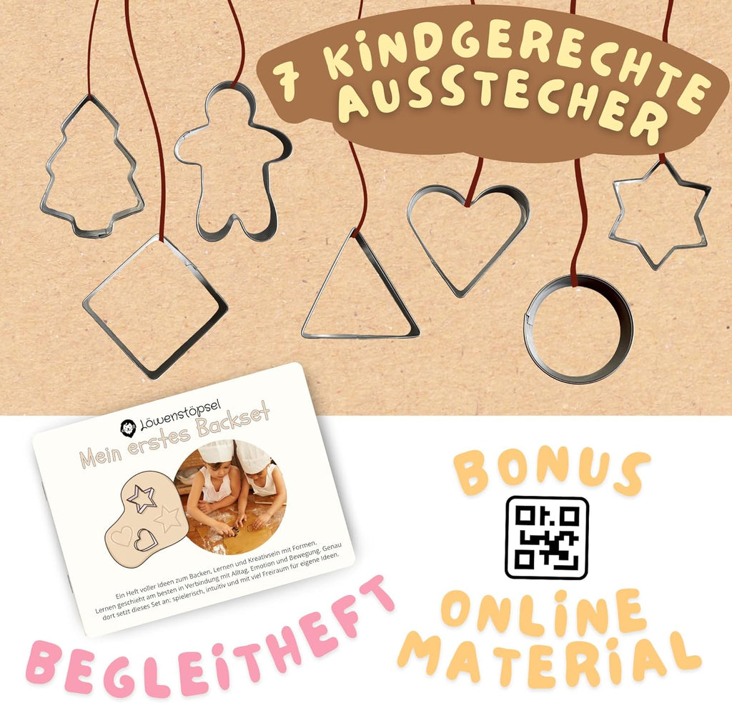Set aus 7 kinderfreundlichen Ausstechformen mit Begleitheft und Online-Material per QR-Code.