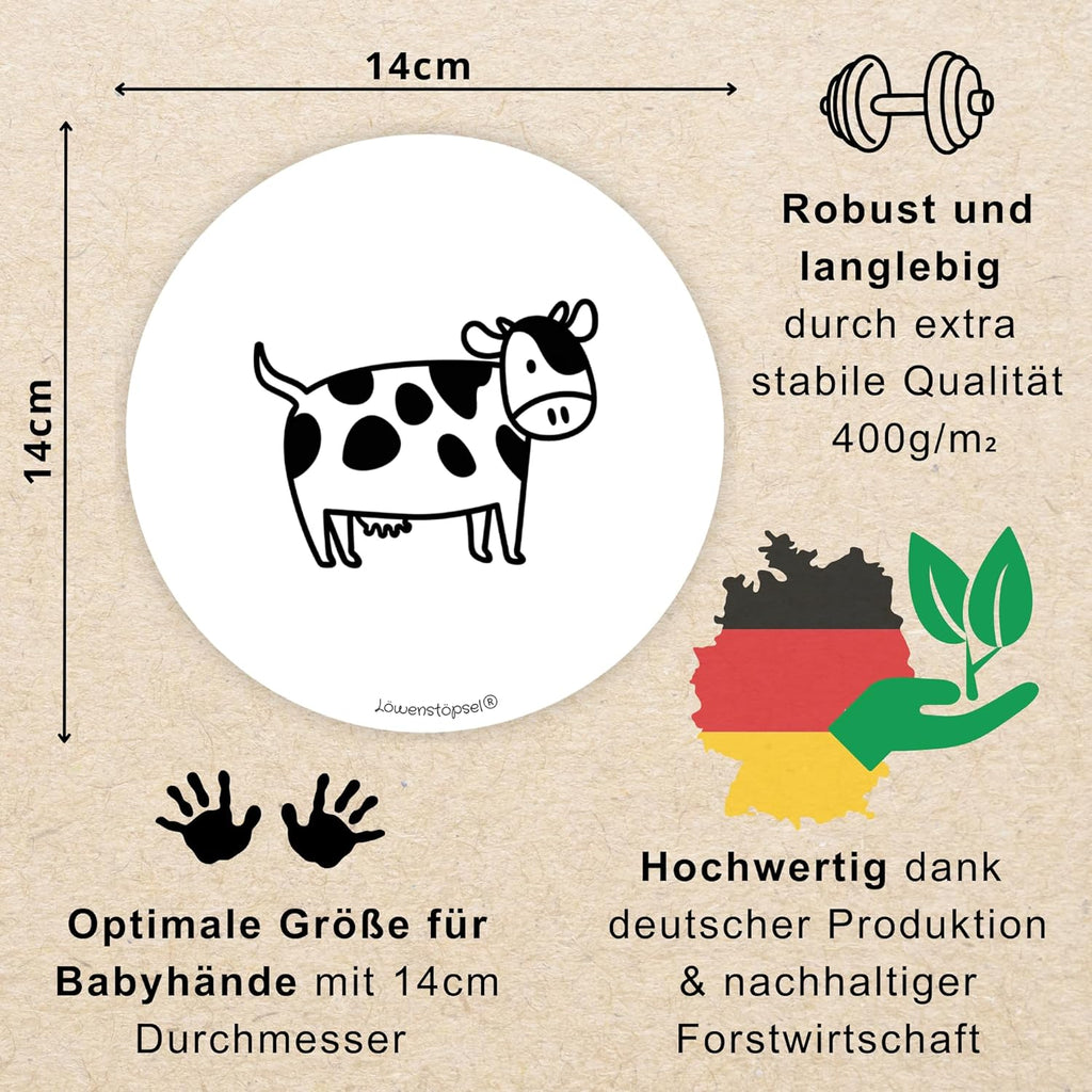 Robuste langlebige Kontrastkarten für Babys. Sicher dank runder Form. Hochwertig in Deutschland produziert. 